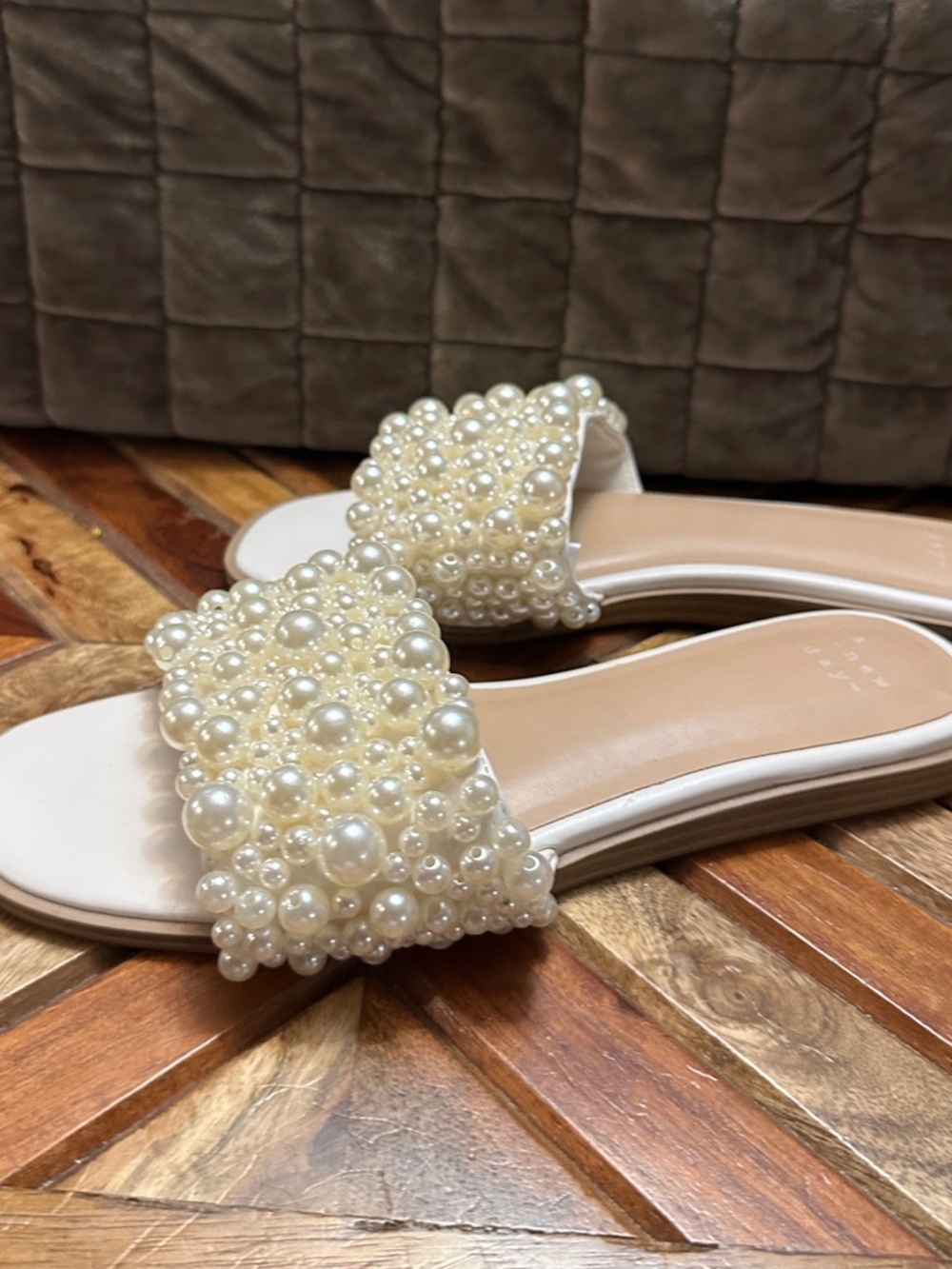 a new day Pearl-Embellished White Slide Mules - Picture 2 of 3
